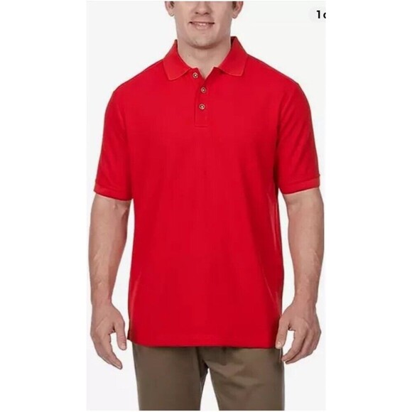 Kirkland Signature Men’s Pique Polo Cotton-Polyester Red size XXL - Picture 1 of 10